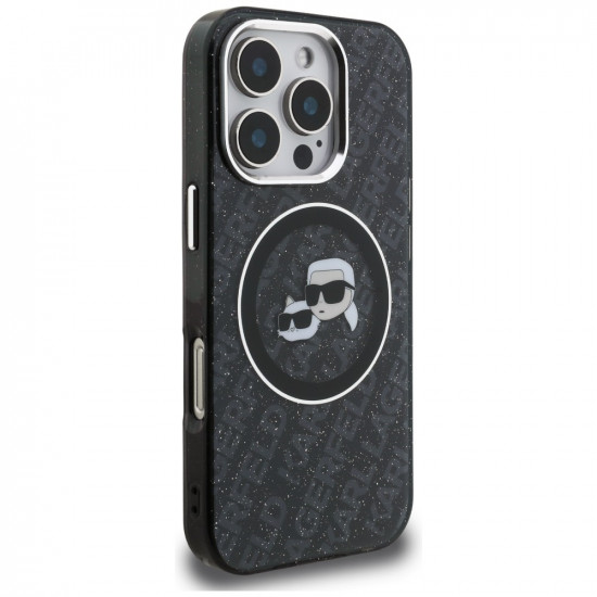 Case Karl Lagerfeld IML Glitter Karl & Choupette Heads Logo MagSafe for iPhone 16 Pro Max black Case Karl Lagerfeld IML Glitter Karl & Choupette Heads Logo MagSafe for iPhone 16 Pro Max black