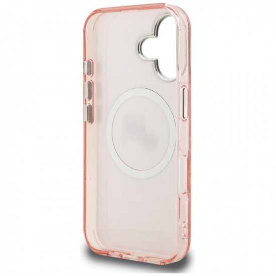 Case Karl Lagerfeld IML Glitter Karl &amp; Choupette Heads Logo MagSafe for iPhone 16 pink