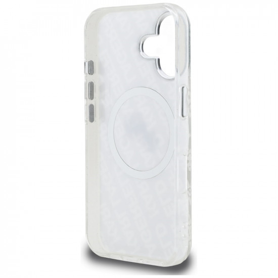 Case Karl Lagerfeld IML Glitter Karl &amp; Choupette Heads Logo MagSafe for iPhone 16 gray