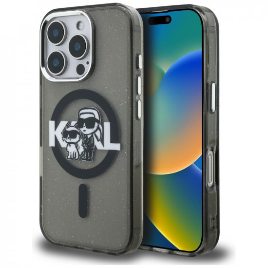 Karl Lagerfeld IML Glitter Karl & Choupette Sketch Logo MagSafe Case for iPhone 16 Pro Max Black Karl Lagerfeld IML Glitter Karl & Choupette Sketch Logo MagSafe Case for iPhone 16 Pro Max Black