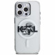 Karl Lagerfeld IML Glitter Karl &amp; Choupette Sketch Logo MagSafe Case for iPhone 16 Pro transparent