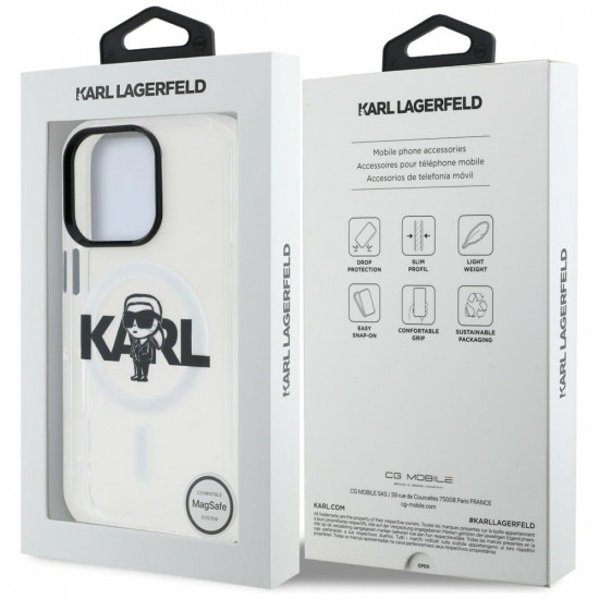 Karl Lagerfeld IML Karl Sketch Logo MagSafe Case for iPhone 16 Pro Max Clear