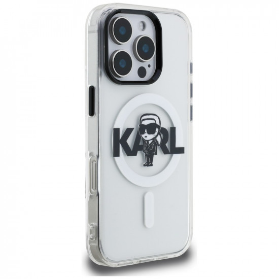 Karl Lagerfeld IML Karl Sketch Logo MagSafe Case for iPhone 16 Pro Clear