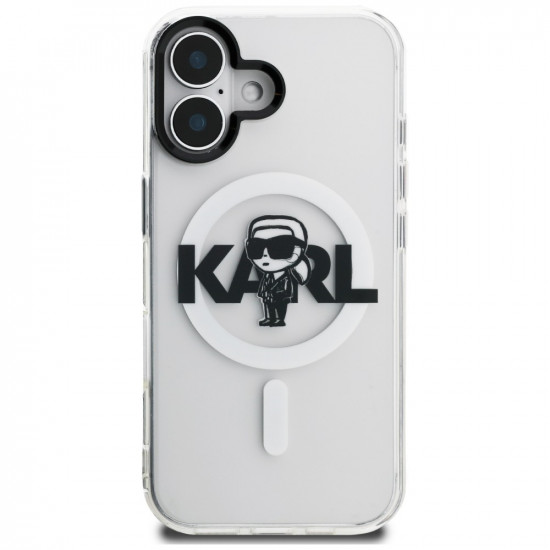 Karl Lagerfeld IML Karl Sketch Logo MagSafe Case for iPhone 16 Clear