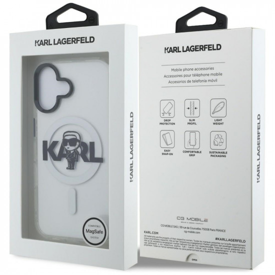 Karl Lagerfeld IML Karl Sketch Logo MagSafe Case for iPhone 16 Clear