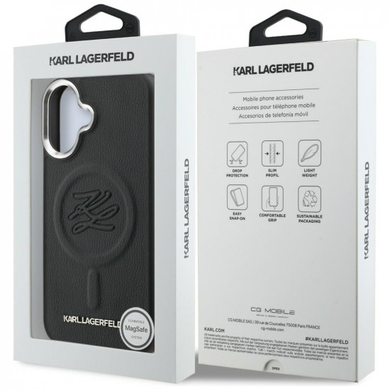 Karl Lagerfeld Initial & Metal Logo MagSafe Case for iPhone 16 Black Karl Lagerfeld Initial & Metal Logo MagSafe Case for iPhone 16 Black