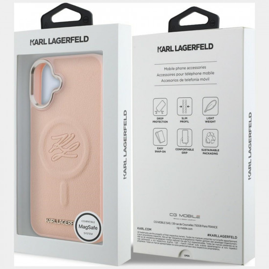 Case Karl Lagerfeld Initial & Metal Logo MagSafe for iPhone 16 Plus pink Case Karl Lagerfeld Initial & Metal Logo MagSafe for iPhone 16 Plus pink