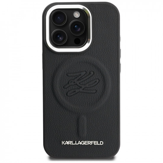 Case Karl Lagerfeld Initial &amp; Metal Logo MagSafe for iPhone 16 Pro black