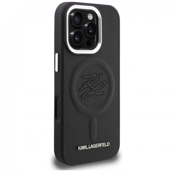 Case Karl Lagerfeld Initial &amp; Metal Logo MagSafe for iPhone 16 Pro black