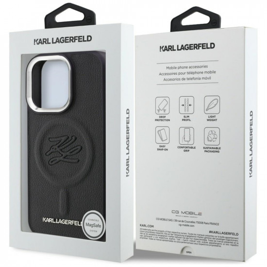 Case Karl Lagerfeld Initial &amp; Metal Logo MagSafe for iPhone 16 Pro black