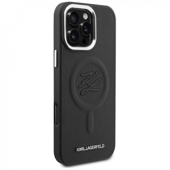Case Karl Lagerfeld Initial &amp; Metal Logo MagSafe for iPhone 16 Pro Max black
