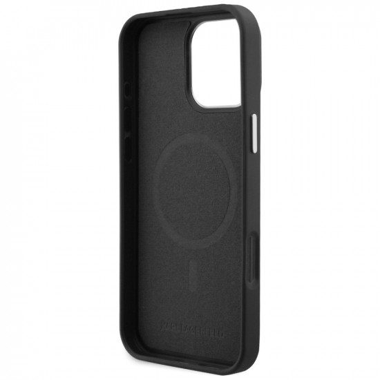 Case Karl Lagerfeld Initial &amp; Metal Logo MagSafe for iPhone 16 Pro Max black