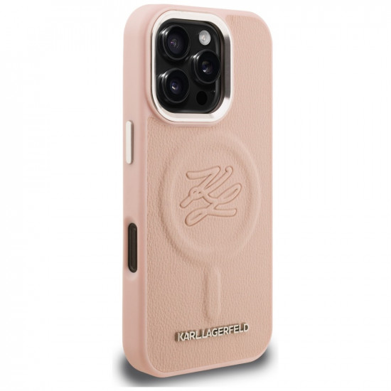 Case Karl Lagerfeld Initial &amp; Metal Logo MagSafe for iPhone 16 Pro Max pink