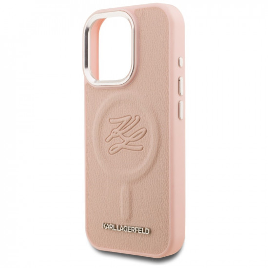 Case Karl Lagerfeld Initial &amp; Metal Logo MagSafe for iPhone 16 Pro Max pink