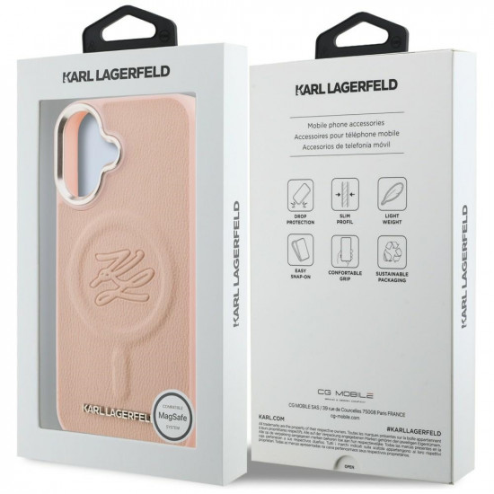 Case Karl Lagerfeld Initial & Metal Logo MagSafe for iPhone 16 pink Case Karl Lagerfeld Initial & Metal Logo MagSafe for iPhone 16 pink