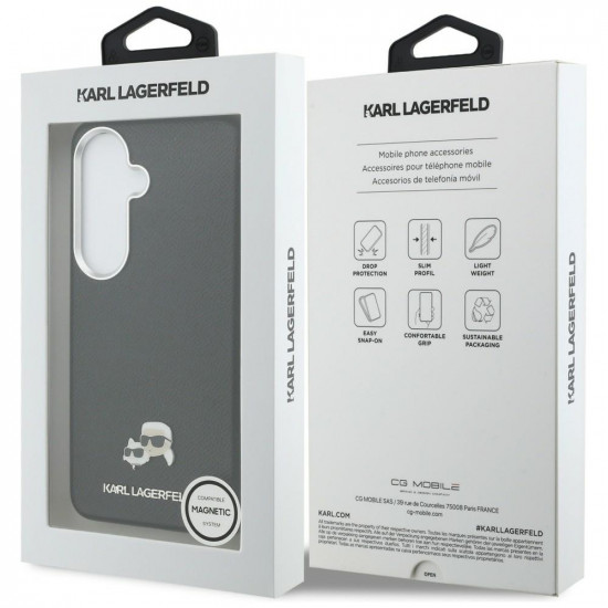 Case Karl Lagerfeld Saffiano KC Metal Logo MagSafe for Samsung Galaxy S26 black