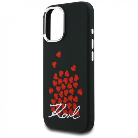 Karl Lagerfeld Silicone Heart Sign Logo MagSafe Case for iPhone 16 Black