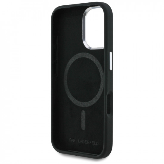 Karl Lagerfeld Silicone Heart Sign Logo MagSafe Case for iPhone 16 Black