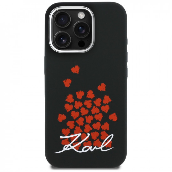 Case Karl Lagerfeld Silicone Heart Sign Logo MagSafe for iPhone 16 Pro black