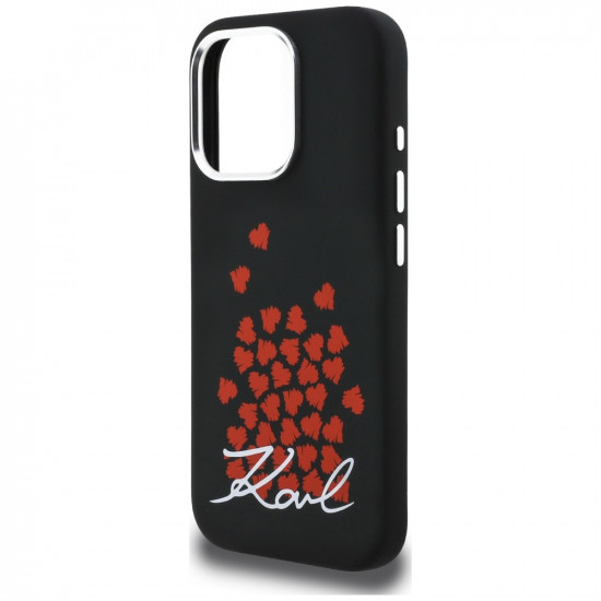 Case Karl Lagerfeld Silicone Heart Sign Logo MagSafe for iPhone 16 Pro black