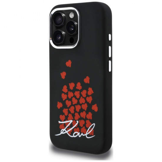 Case Karl Lagerfeld Silicone Heart Sign Logo MagSafe for iPhone 16 Pro Max black