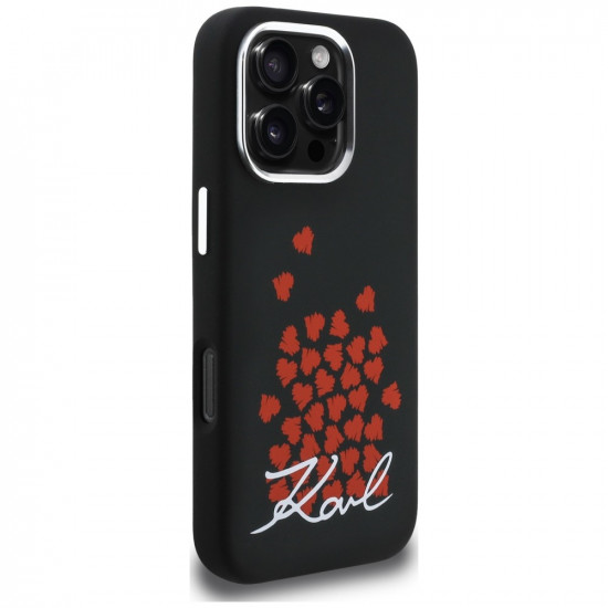 Case Karl Lagerfeld Silicone Heart Sign Logo MagSafe for iPhone 16 Pro Max black