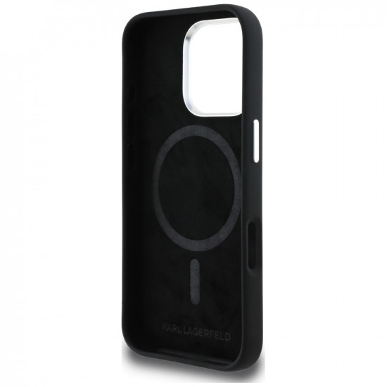 Case Karl Lagerfeld Silicone Heart Sign Logo MagSafe for iPhone 16 Pro Max black