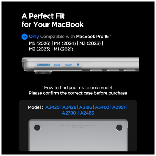 Spigen AirSkin Case for MacBook Pro 16" M1-M5 / M5 Pro / M5 Pro Max 2021-2026 Frost Clear Spigen AirSkin Case for MacBook Pro 16" M1-M5 / M5 Pro / M5 Pro Max 2021-2026 Frost Clear