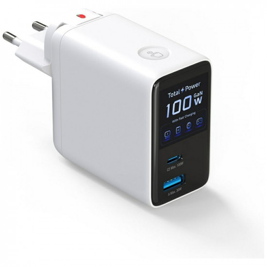4smarts GaN Flex wall charger Screen AI 100W 2× USB-C + 1× USB-A Travel Edition white 4smarts GaN Flex wall charger Screen AI 100W 2× USB-C + 1× USB-A Travel Edition white