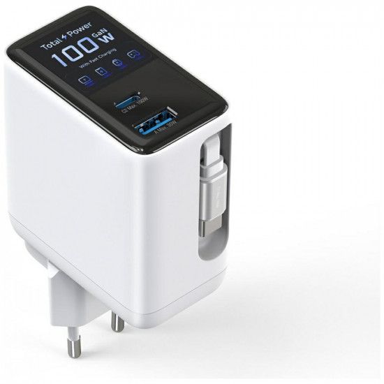 4smarts GaN Flex Screen AI 100W 2xUSB-C + USB-A wall charger white 4smarts GaN Flex Screen AI 100W 2xUSB-C + USB-A wall charger white