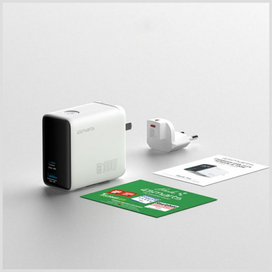 4smarts GaN Flex Screen AI 100W 2xUSB-C + USB-A wall charger white 4smarts GaN Flex Screen AI 100W 2xUSB-C + USB-A wall charger white