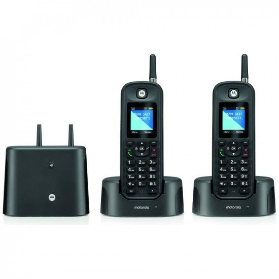 Set of Motorola O202 cordless landline phones 2 pcs. with far distance antenna black Set of Motorola O202 cordless landline phones 2 pcs. with far distance antenna black