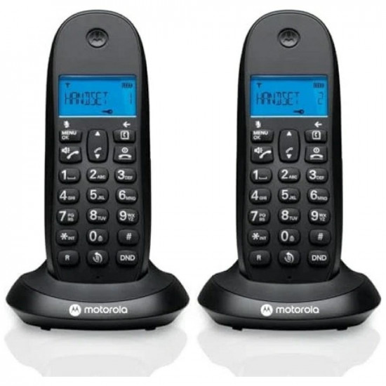 Set of Motorola C1002CB+ cordless landline phones black 2 psc. Set of Motorola C1002CB+ cordless landline phones black 2 psc.