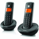 Set of Motorola E202 cordless landline phones 2 pcs. black