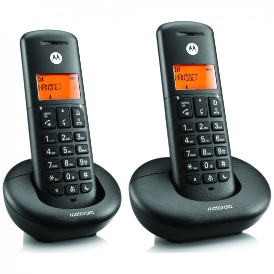 Set of Motorola E202 cordless landline phones 2 pcs. black