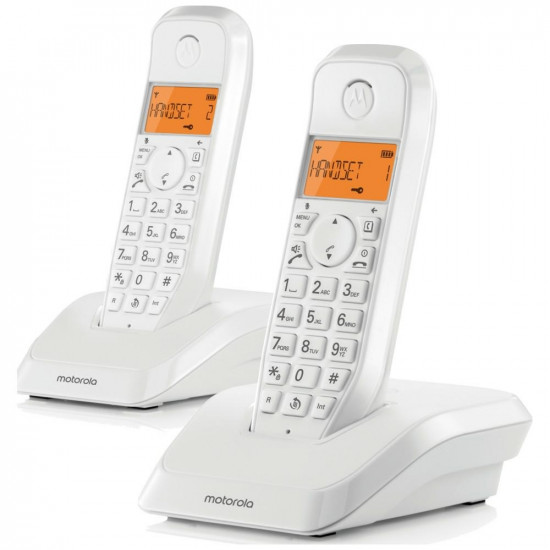 Set of Motorola S1202 cordless landline phones 2 pcs. white Set of Motorola S1202 cordless landline phones 2 pcs. white