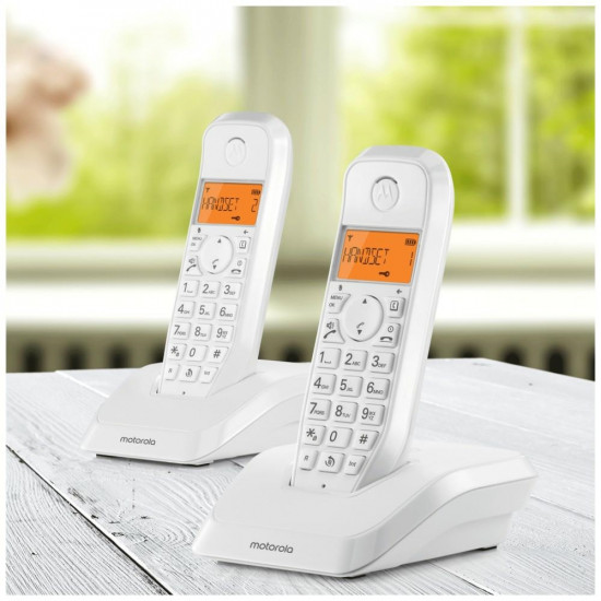 Set of Motorola S1202 cordless landline phones 2 pcs. white Set of Motorola S1202 cordless landline phones 2 pcs. white