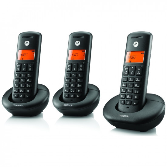 Set of Motorola E203 cordless landline phones 3 pcs. black Set of Motorola E203 cordless landline phones 3 pcs. black