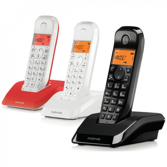 Set of Motorola S1203 cordless landline phones 3 pcs. black white ed Set of Motorola S1203 cordless landline phones 3 pcs. black white ed
