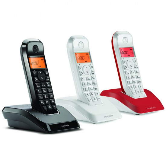 Set of Motorola S1203 cordless landline phones 3 pcs. black white ed Set of Motorola S1203 cordless landline phones 3 pcs. black white ed