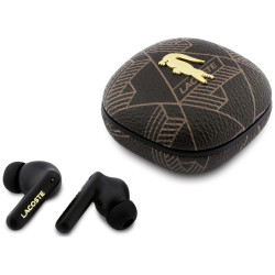 Set TWS Earbuds + Lacoste Bag Universal Sleeve Crossbody XL The Blend Metal Logo brown