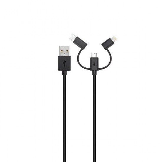 Xqisit Combo Cable USB A -microUSB/USB-C /lightning black/black 29979 Xqisit Combo Cable USB A -microUSB/USB-C /lightning black/black 29979