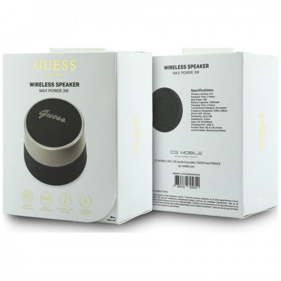 Bluetooth Speaker Guess 5W Script Metal Logo black Bluetooth Speaker Guess 5W Script Metal Logo black