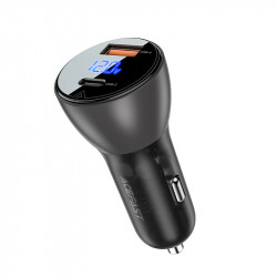 Acefast B6 metal car charger 63W (USB-A+USB-C) with digital display transparent black