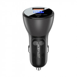 Acefast B6 metal car charger 63W (USB-A+USB-C) with digital display transparent black