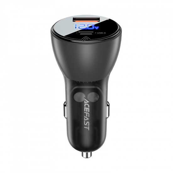Acefast B6 metal car charger 63W (USB-A+USB-C) with digital display transparent black Acefast B6 metal car charger 63W (USB-A+USB-C) with digital display transparent black