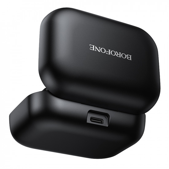 Borofone (2 pack) Wireless Lavalier Microphone Lemai (BFK17) USB C, Charging Case, Noise Cancelling, Omnidirectional Black