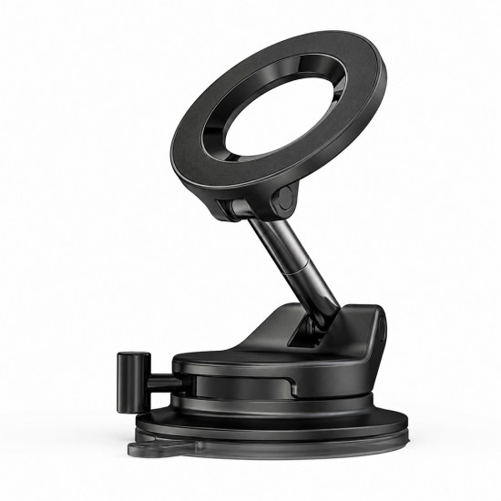 Lisen Car Holder (A608) Magnetic Grip, for Dashboard, Foldable, 360° Adjustable, with Larger Bottom Suction Cup Black