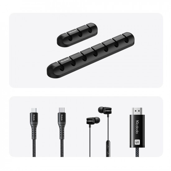 Mcdodo (2 pack) Cable Organizer (WF 5960) 7 Slots, 3 Slots, Silicone Grey