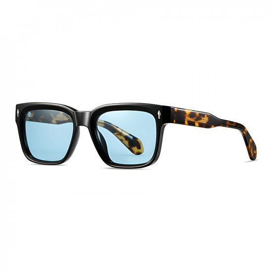 Techsuit Polarized Sunglasses (31246) for Men, UV400, TR90, Flat Top Shape, Vintage Print / Blue